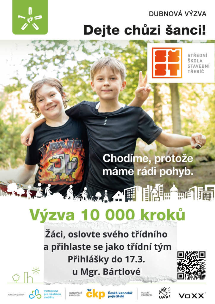 Přihlaste se do dubnové výzvy 10 000 kroků! - SŠ Stavební Třebíč